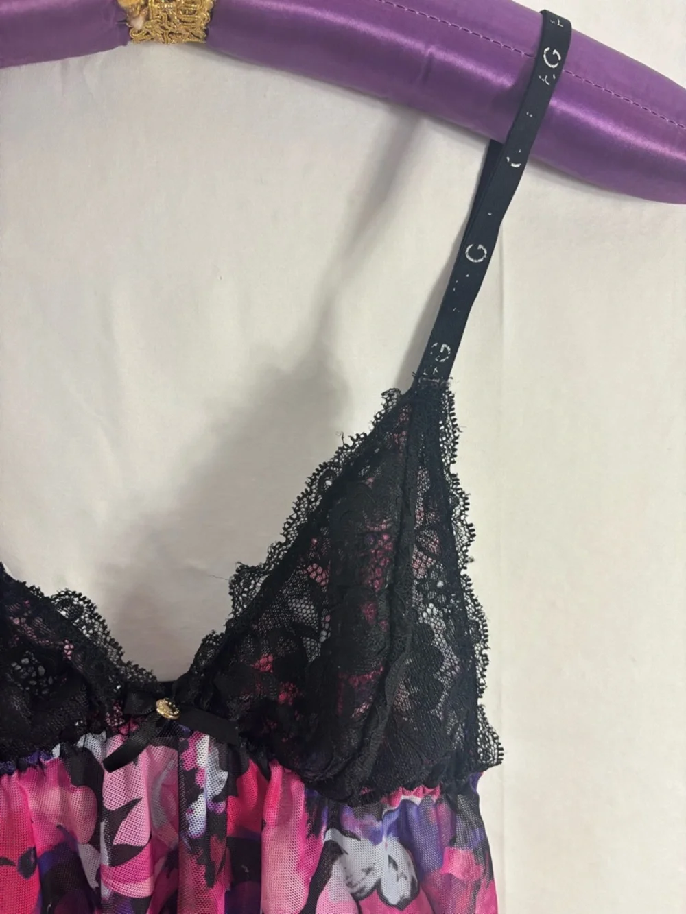 Y2K Black Lace Bust Floral Mesh Babydoll Coquette Fairy Grunge Tank Top Size S-M